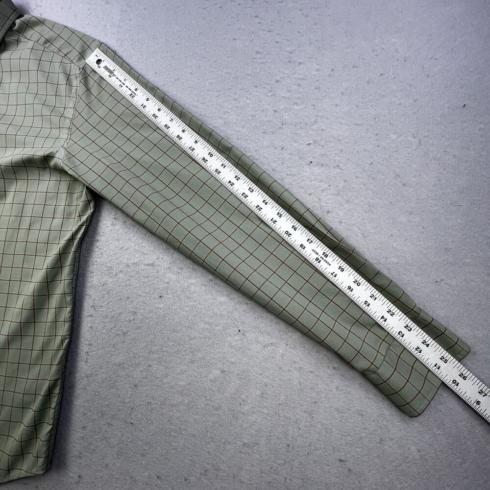 UNTUCKit Performance Shirt Medium Green Plaid Button Front Polyester Designer - Picture 12 of 12